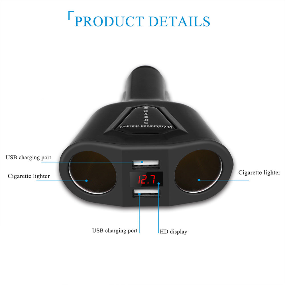 3.1A USB Car Charger with Cigarette Lighter Socket